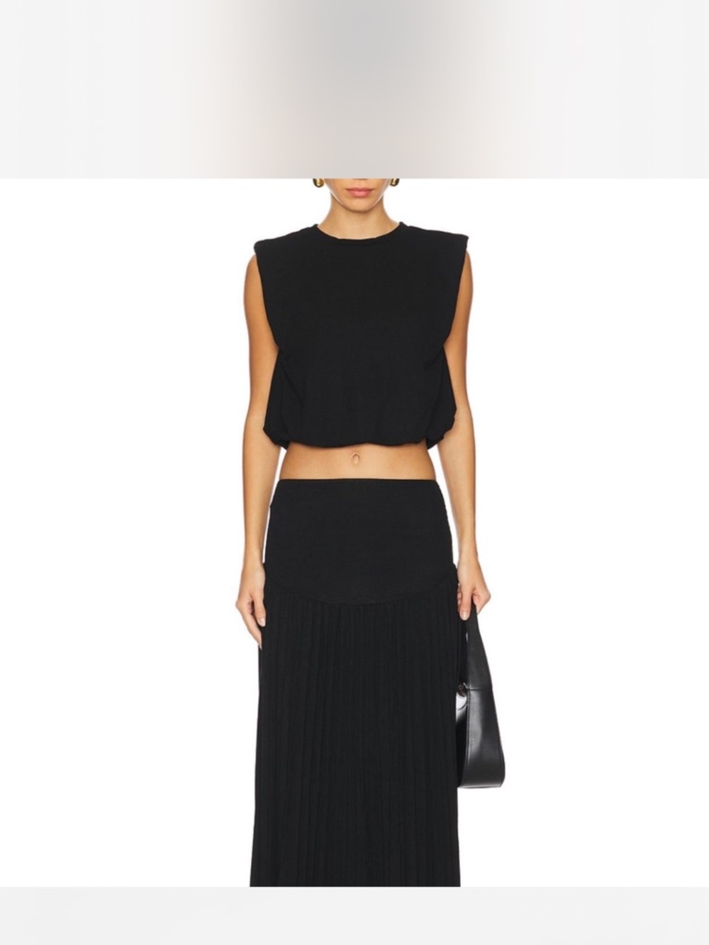 Lioness Black Sleeveless Cropped Top and Maxi Skirt Set